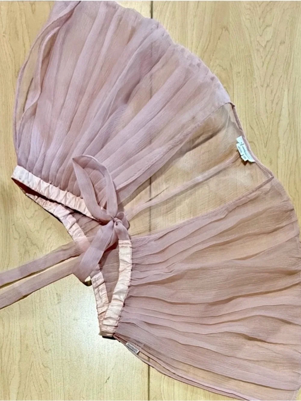 Anthropologie Sheer Pleated Capelet in Blush Pink